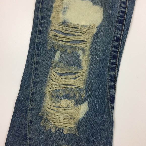 NWT TRUE RELIGION Bleach Distressed Flare Leg 5 Pocket Logo Hardware Jeans - Picture 7 of 15